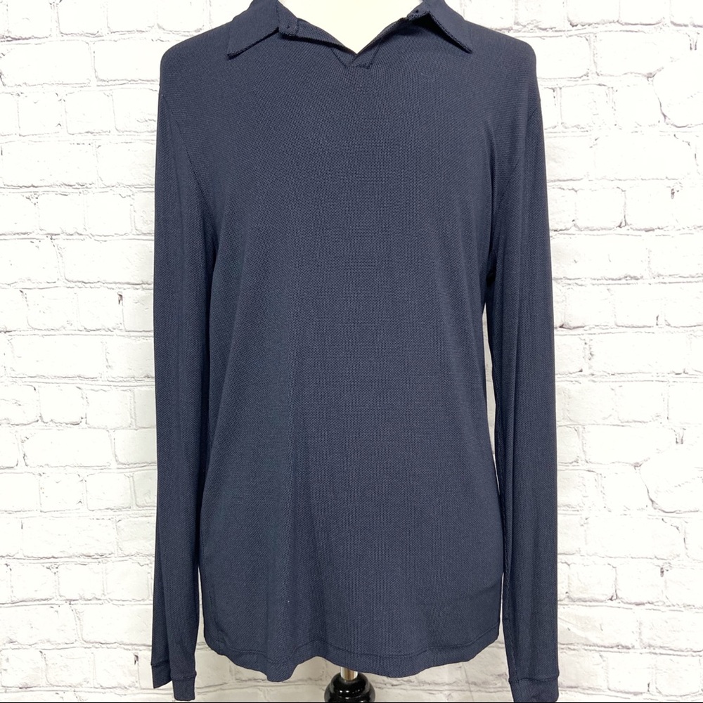 Giorgio Armani long sleeve polo shirt gray